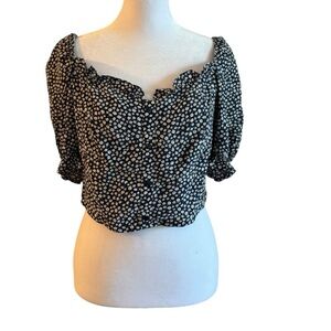 Superdry Floral Puff Sleeve Crop Top – Size 4